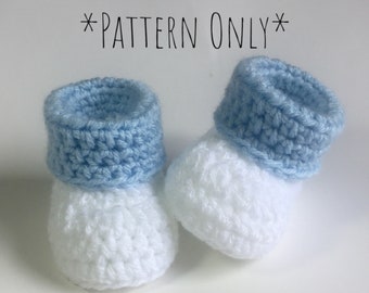 Cuffed Baby Booties Crochet Pattern - Baby Booties Crochet Pattern - Beginner Crochet Pattern - Crochet Baby Gift