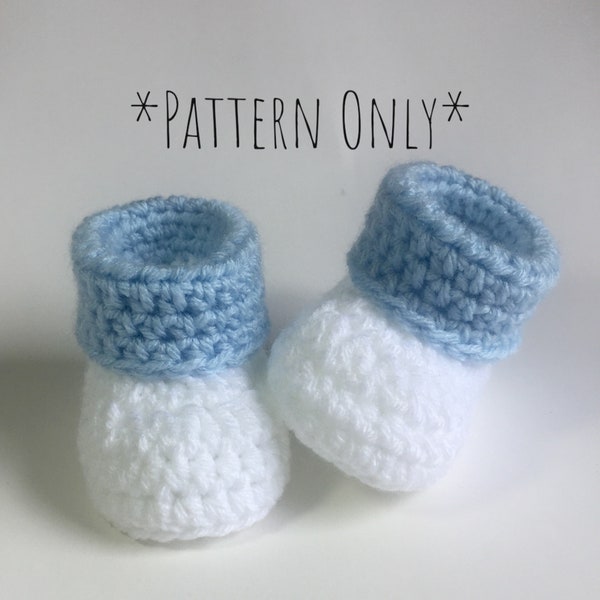 Cuffed Baby Booties Crochet Pattern - Baby Booties Crochet Pattern - Beginner Crochet Pattern - Crochet Baby Gift