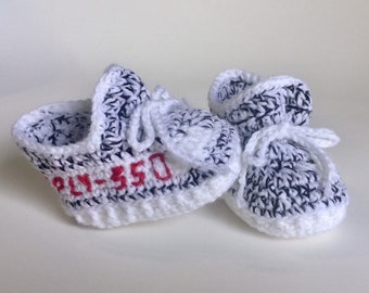 Crochet Baby Sneakers - Zebra Style Sneakers - Crochet Baby Booties - Baby Shower Gift