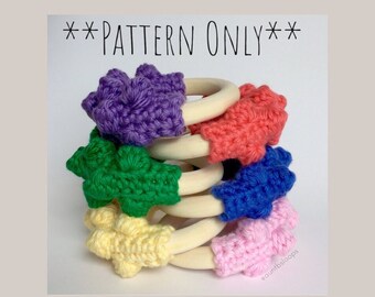 Wooden Teething Ring Crochet Pattern - Wooden Toy - Baby Teether