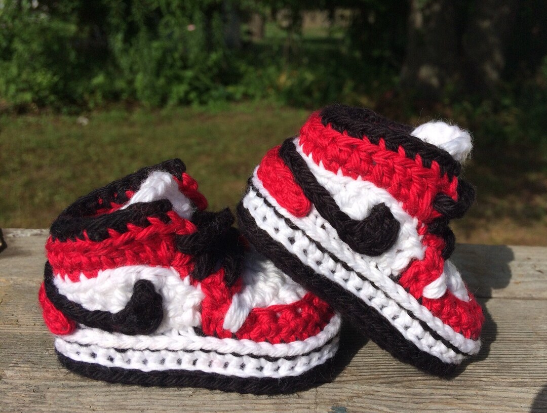 Crochet Baby Jordan Sneakers Crochet Baby Shoes Classic Etsy