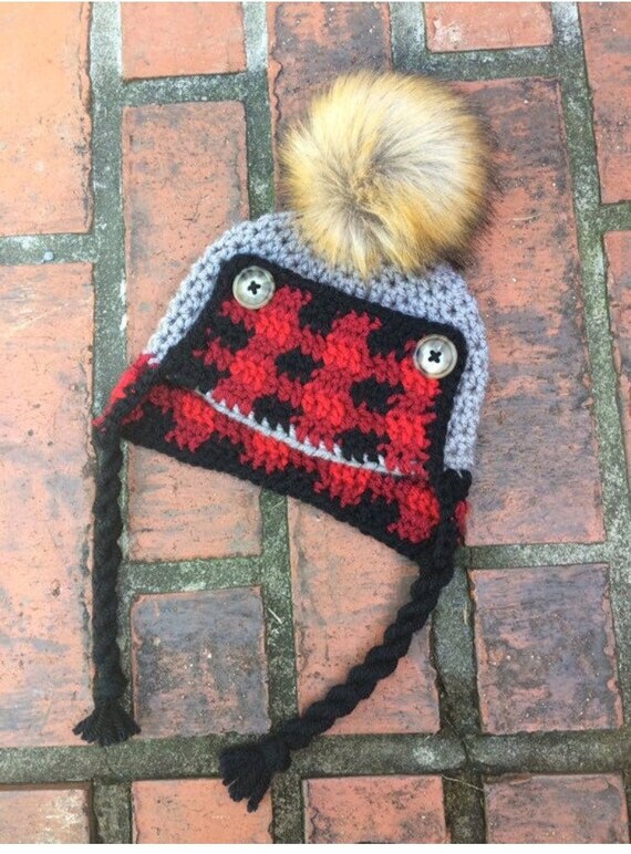 baby plaid trapper hat