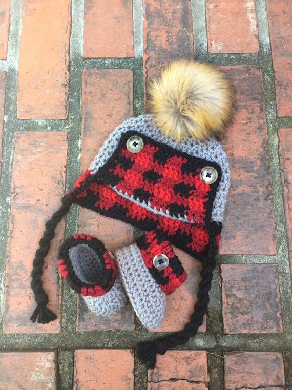 baby plaid trapper hat