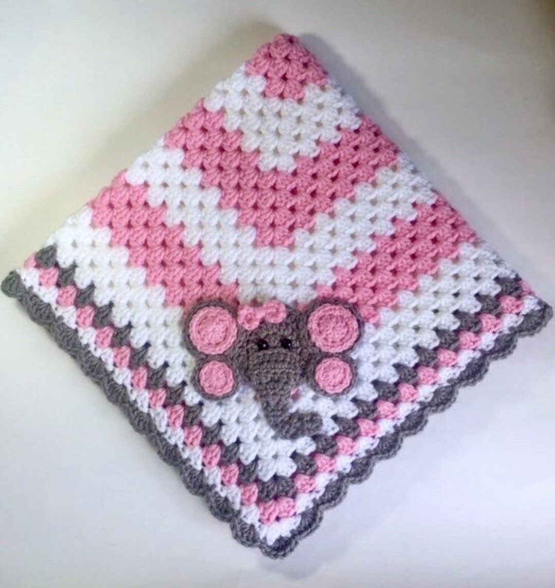 Crochet Baby Elephant Blanket Pink Elephant Blanket Zoo Animal Blanket