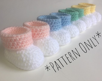 Cuffed Baby Booties Crochet Pattern - Baby Booties Crochet Pattern - Beginner Crochet Pattern - Crochet Baby Gift