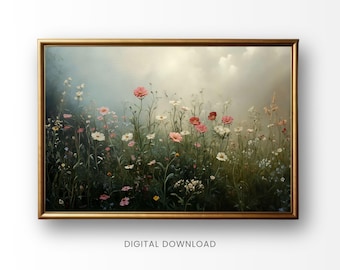 Blumenwiese | Druckbare Kunst | Wildblumen Gemälde | Blumen Landschaft | Druck | Sofortdownload | Digitaler Download