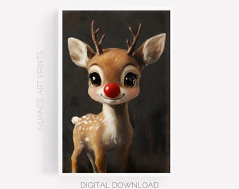 Rudolph The Reindeer | Printable Wall Art | Christmas Holiday Decor | Digital Download