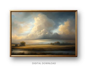 Vintage Cloud Landscape Print, Printable Wall Art & Instant Download, Vintage Painting Home Decor