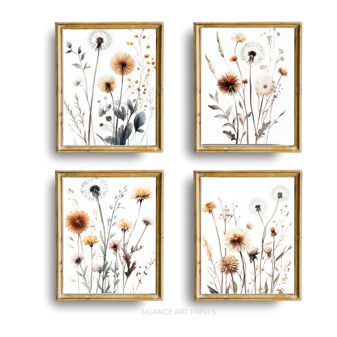 Watercolor Wildflower Prints | Printable Set of 4 | Botanical Wall Art ...