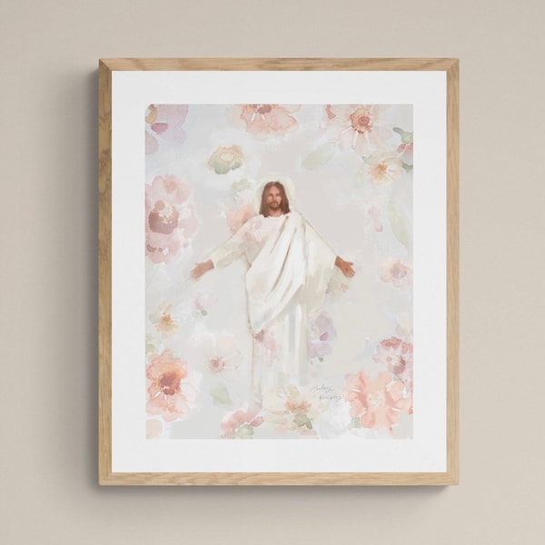 Fine Art Print of “Renewed Life”, Christ and floral painting, Christian art, Watercolor Florals, Painting of Christ, He is Risen