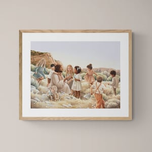 Christ and Children, Fine Art Print, Christian Artwork, Christ Painting, Christ and Children Painting, Oil Painting