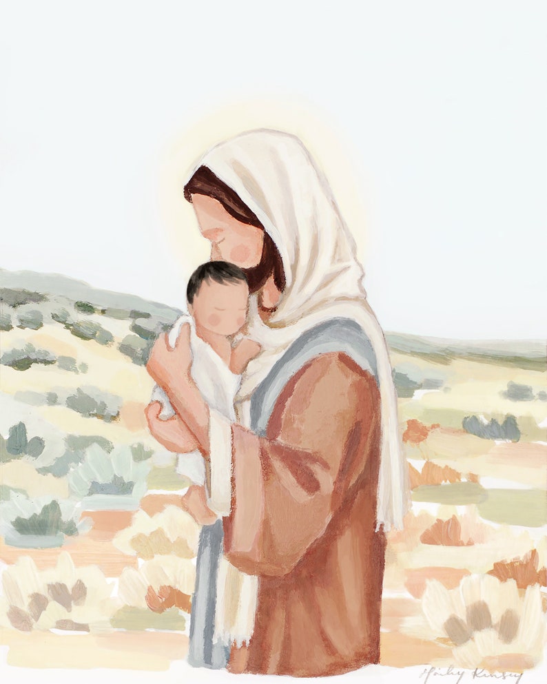 Matte Canvas Print Savior and Child Fine Art Print Acrylic The Savior/'s Love Jesus Christ Painting