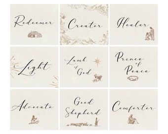Names of Christ Posters, Instant Digital Download, Set of 9, 12x18