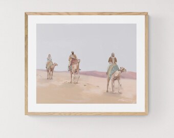 Fine Art Print of "Born is the King", Nativity Art, Christmas Art, Three Wisemen, the Savior's Birth