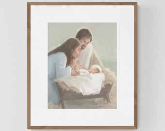 Fine Art Print of "All is Bright", Nativity Scene, Art of Christ, Christmas Art