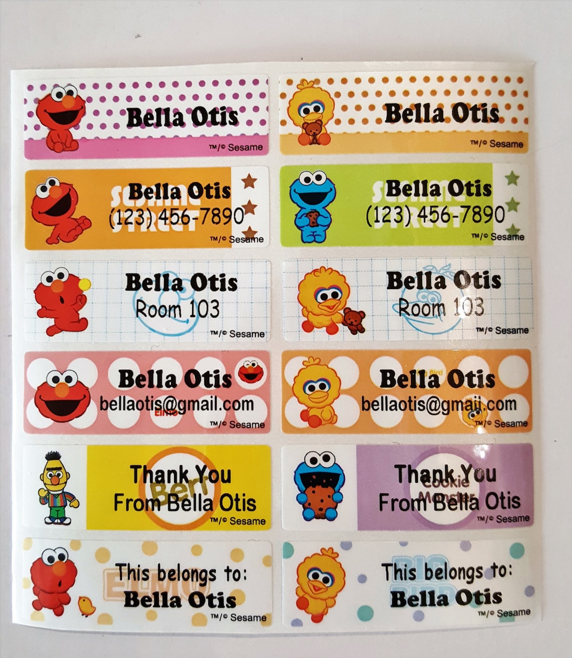 sesame street name sticker sesame street name tag name etsy