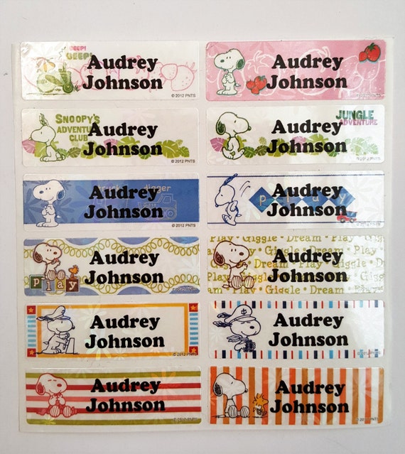 Snoopy Name Sticker Snoopy Name Name Label Etsy