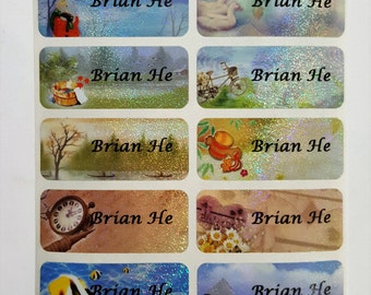 Nature Scenery name sticker, name tag, name label, waterproof name sticker, school supply, gift for kids, name sticker