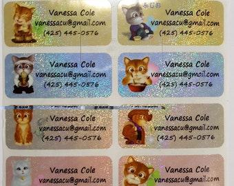 Cute Kitty name sticker, name tag, name label, waterproof name sticker, school supply, gift for kids, name sticker