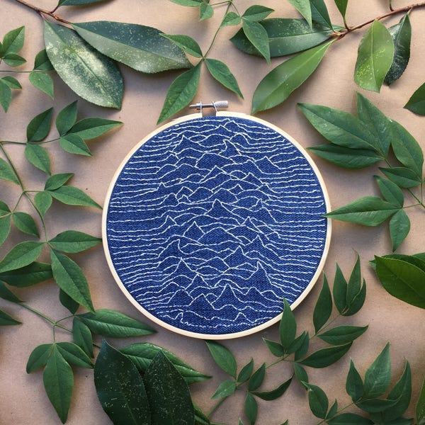 Ocean waves/mountains Hand Embroidery Hoop Art, Stitched Art, Home Decor, Embroidery hoop, Fibre Art, Wall Hanging, Needlework, Sewing