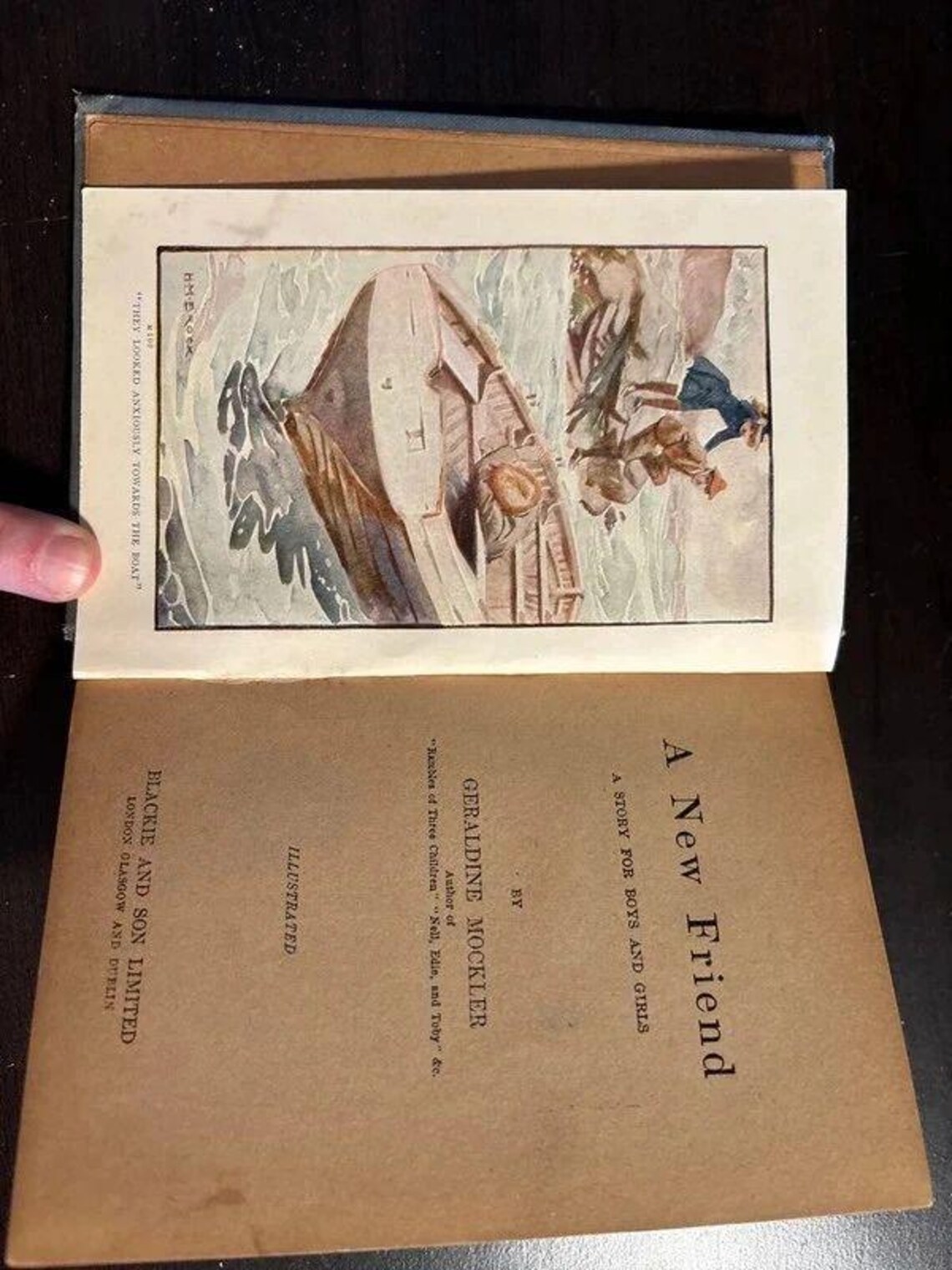 Antique 1890s A New Friend Book, Geraldine Mockler, Art Nouveau Rose Border (1909 Inscription), photo 3 of 5