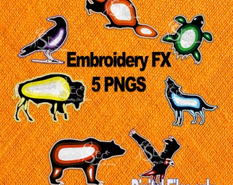 Bordado FX Digital PNGs - 7 Animales de Enseñanzas Sagradas - Indígenas