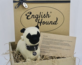 Mopshond - gepersonaliseerd mopshondcadeau, cadeau voor mopshondliefhebber, cadeau mopshond, verzamelobject, knuffels, geschenkverpakking, cadeau voor hondenliefhebbers