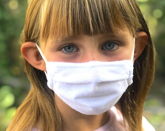 Soft White Face Mask for Children: Reusable, Adjustable, with Filter Pocket