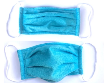 Bright Blue Face Mask: Adjustable, Reusable, with Filter Pocket