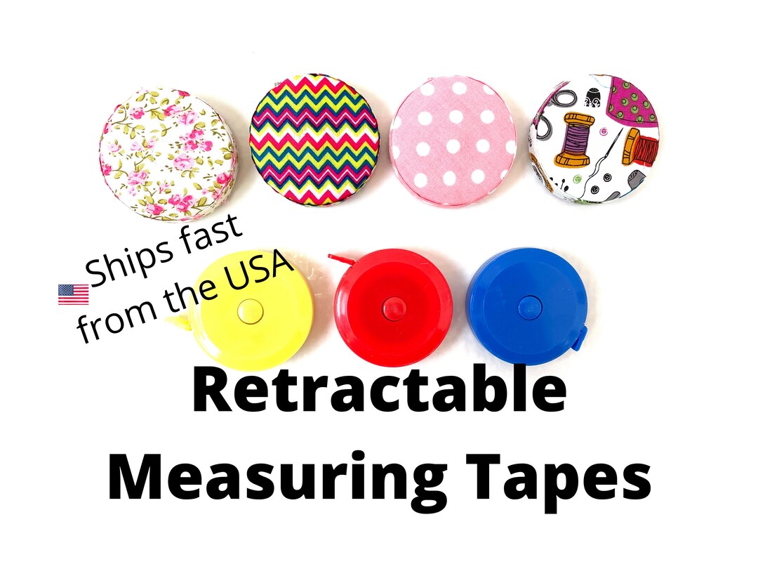 Measuring Tape Ribbon in Cute Cloth Covered Plastic Retractable Case