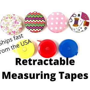 Measuring Tape Ribbon in Cute Cloth Covered Plastic Retractable Case. Sew Tape Measure. 60 inch / 150 cm Craft Sewing Notion. Ships FAST USA