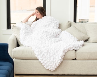 Handmade White Luxury Throw Blanket: Naturally Weighted, Plush Home Decor