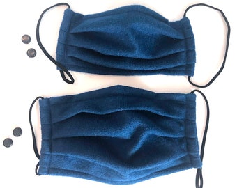 Navy Blue Face Mask: Adjustable, Reusable with Filter Pocket