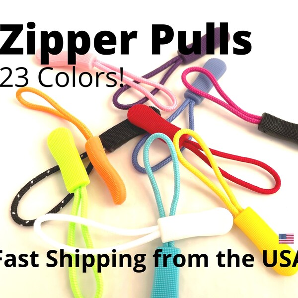 Zipper Pull Tab for Backpack, Gym Bag, Cover, Jacket, Purse, Tent, Lanyard, Durable, Easy to Grab. 23 COLORS! Sewing Notions. Ships FAST USA