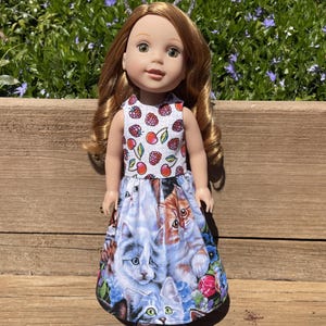 Handmade Kitten Garden and Berries Dress from 14-Inch Dolls