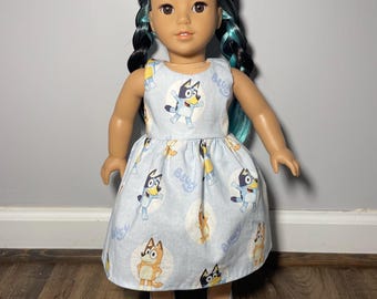 Handmade Bluey Heeler Family Dress for 18-Inch Dolls