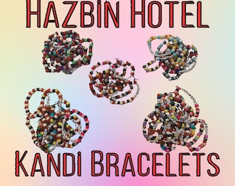 Selección de pulseras Kandi de Hazbin Hotel Hellaverse