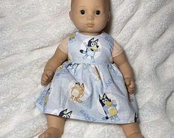Handmade Bluey Heeler Family Dress for 15-Inch Dolls Bitty Baby/Twins
