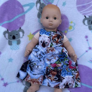 Handmade Kitten Garden Dress for 15-Inch Dolls Fits both Bitty Baby and Bitty Twins