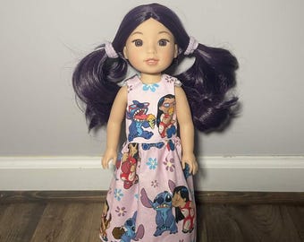 Handmade Disney Lilo and Stitch Dress for 14-Inch Dolls