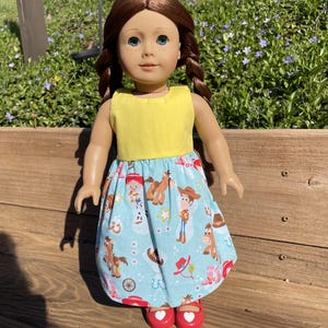 Handmade Disney Pixar Toy Story Woody&#39;s Roundup Dress for 18-Inch Dolls