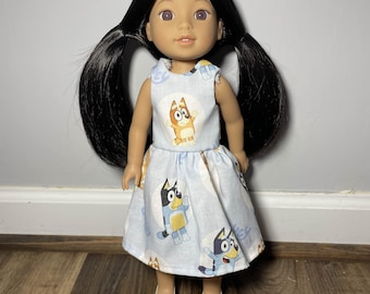 Handmade Bluey Heeler Family Dress for 14-Inch Dolls