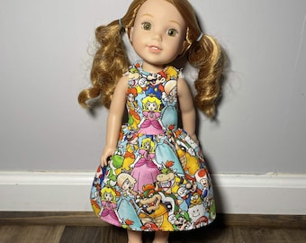 Handmade Nintendo Super Mario Dress for 14-Inch Dolls WellieWishers