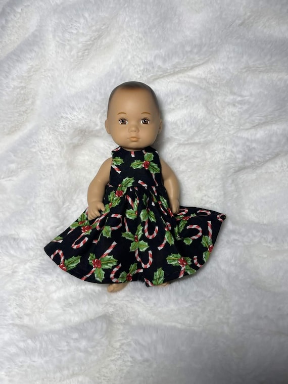 Handmade Christmas Candy Cane Dress for Little Bitty Baby Dolls