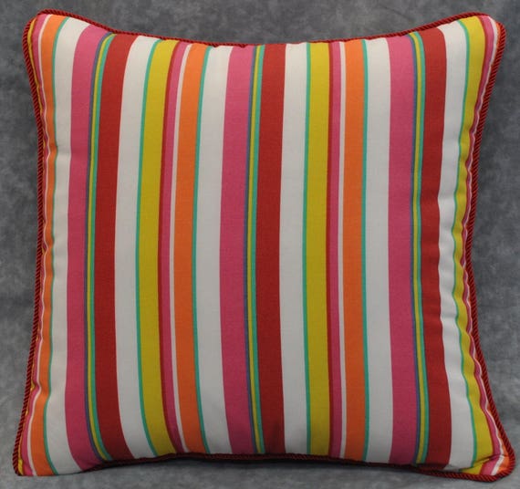 Striped Decorative Pillow Beach Decorative Pillows Square Etsy