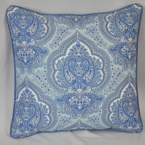 Blue Accent Pillow - Paisley Accent Pillow - Square Accent Pillow