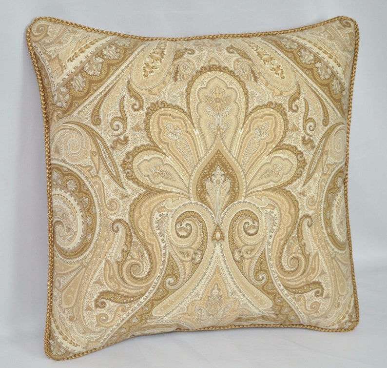 Square Accent Pillow Tan Accent Pillow Scroll Accent Etsy