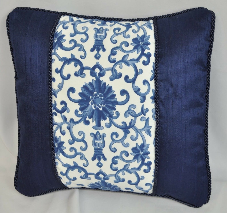 Decorative Pillow Accent Pillow Blue and White Decor Etsy