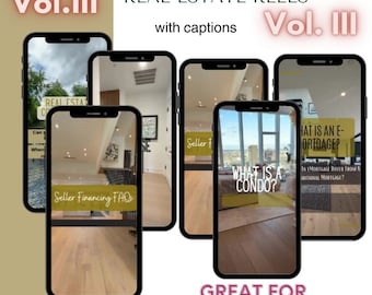 volume 3 20 Real Estate Reels Videos, Realtor Social Media, Realtor TikTok Posts, Real Estate Video templates
