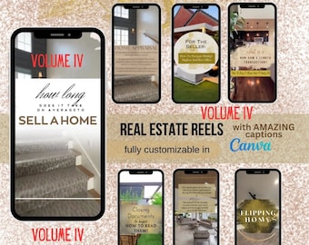 Volume 4 20 Real Estate Reels WITH CAPTIONS, Realtor Social Media, Realtor TikTok Posts, Real Estate Video templates